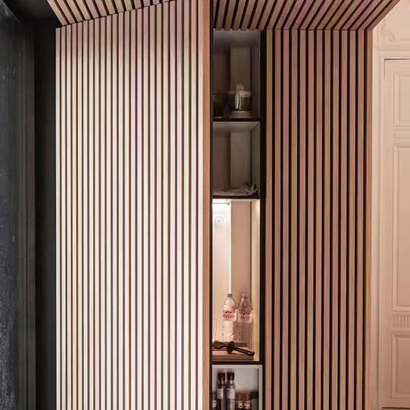 Panel ścienny z listew drewnianych Spesonic do wnętrz z redukcją szumów akustyczna dekoracyjna panele ścienne dźwiękochłonne 3D Akupanel